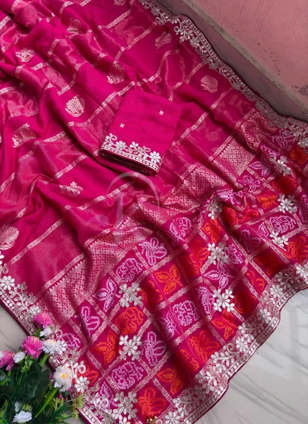 Jk 423 Viscose Weaving Bandhej Print Saree